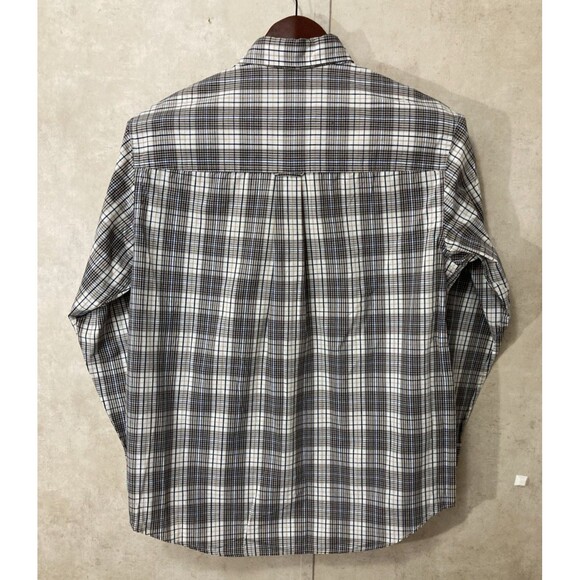 Vintage Chaps Ralph Lauren Men’s M Brown Plaid Button Up Shirt Long Sleeve - Picture 3 of 9